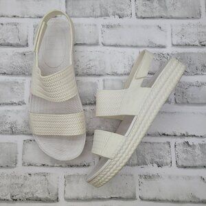 Reef Water Vista All White Sling Back Cable Pattern Platform Sandals Women's 10